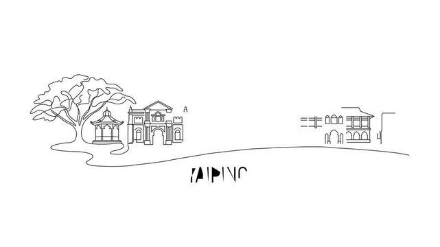 Simple line art of Taiping skyline
