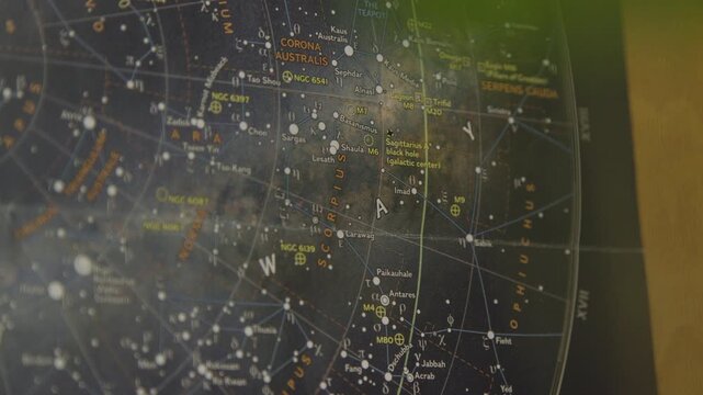 close up of astronomy map on poster
