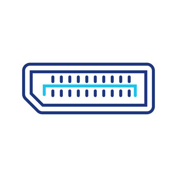 Scart connector icon. Technology and connectors line symbol. Color.