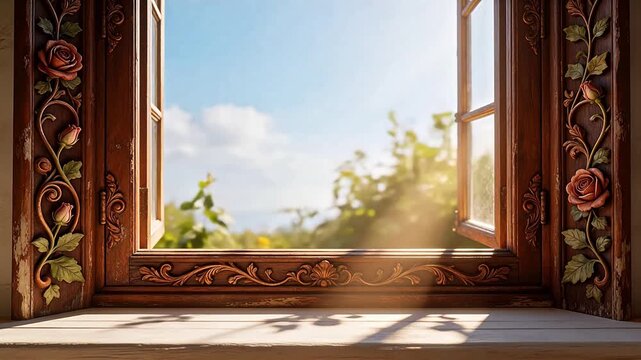 Decorative window with outdoor view