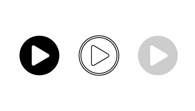 Play button icons in black, white and gray on white background