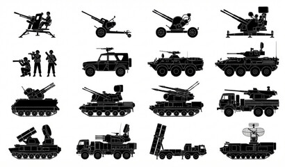 Anti Aircraft Defense Icon Set © Bodyuj