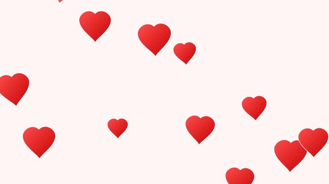 Animated red hearts floating and rising on a light background