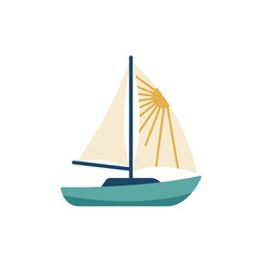 Fototapeta premium Elegant Sailboat on Sunny Morning Sea.