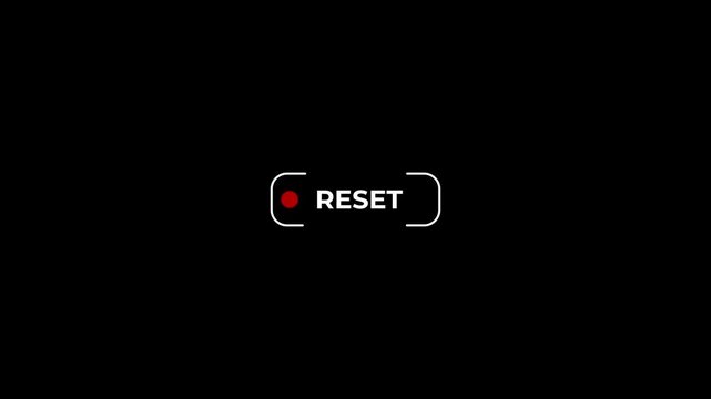 Clean Reset Button Animation with Subtle Glitch Effect Over Black Background