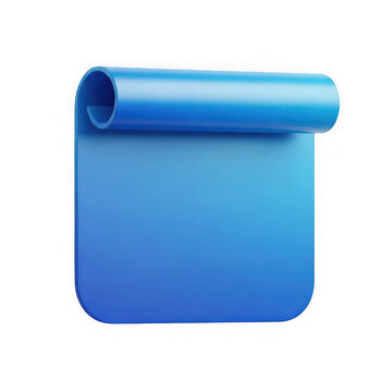Minimalist blue paper scroll isolated on a transparent background