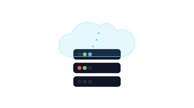 Flat Vector Animation of Cloud Database Server and Digital Data Hosting Network