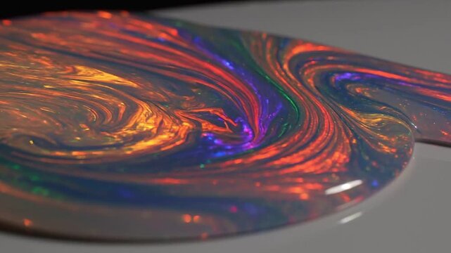 Flowing Molten Opal Surface with Iridescent Fire Abstract Luxury Background