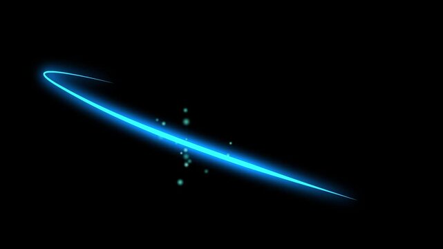 Anime Style Slash Effect Animation Set Blue Neon Light Sword Strike Black Background