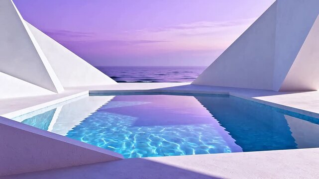 Modern pool with geometric architecture