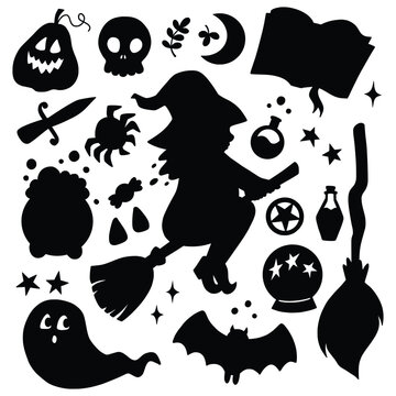 Halloween Witch Silhouette Set