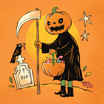 Vintage Halloween Pumpkin Character
