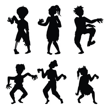 Halloween Zombie Kids Silhouette Set