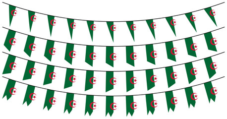 Fototapeta premium set collections Algeria flag bunting garlands. Algeria flag festive pennants. Algeria flag decorating celebration design vector illustration