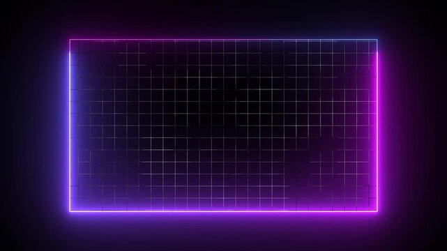 neon rectangle and grid animation on black background