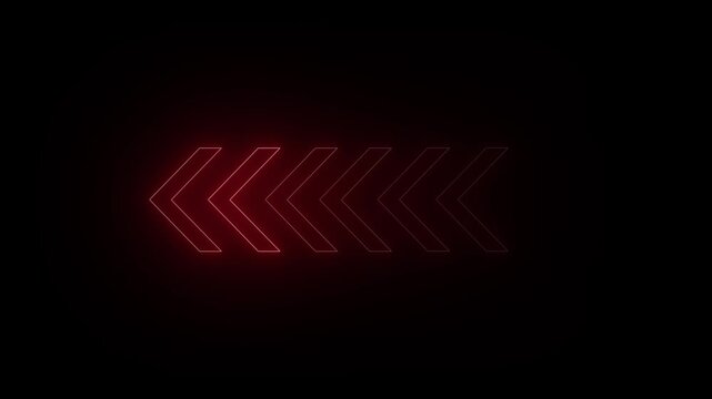 Neon red color arrow direction on black background and neon sing