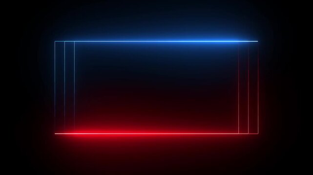 neon rectangle picture frame with two tone neon color motion graphic