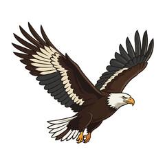 Obraz premium A majestic wild eagle with powerful wings flies high up