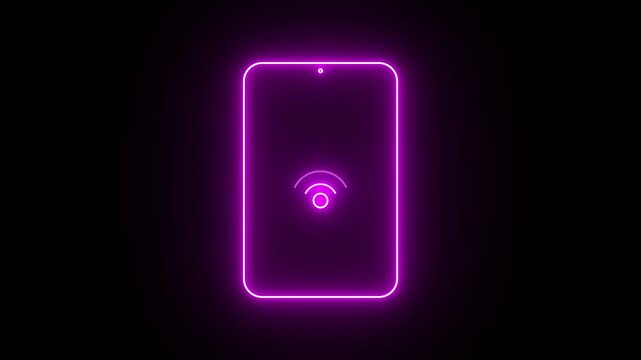 neon wi-fi wireless connection icon isolated on black background
