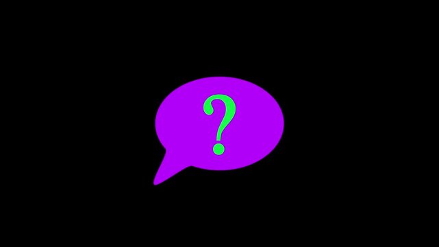 question mark icon animation on a black background. glowing asking icon animation