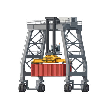 Container Port Straddle Robot Lifting Cargo