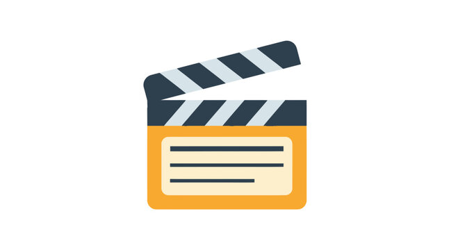 Movie clapperboard slate icon for film production
