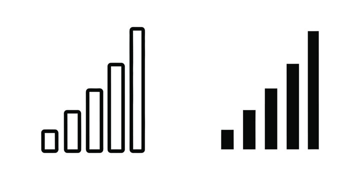 Signal strength set showing outline and solid black bars for mobile network connectivity and wireless reception