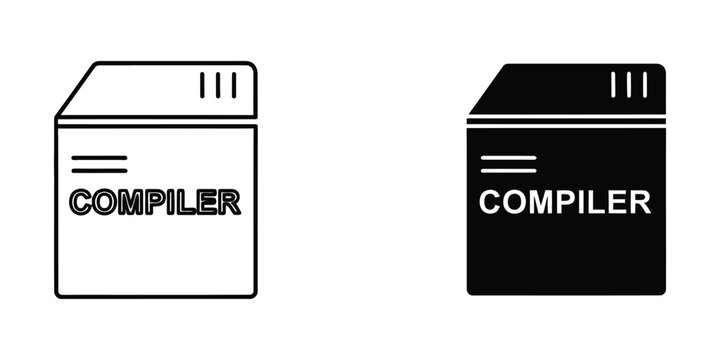 Software compiler set with outline and solid versions for programming and development applications code