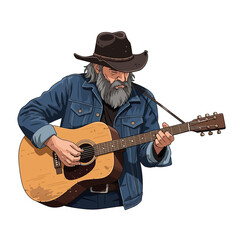 Obraz premium Country Outlaw Singer with Cowboy Hat
