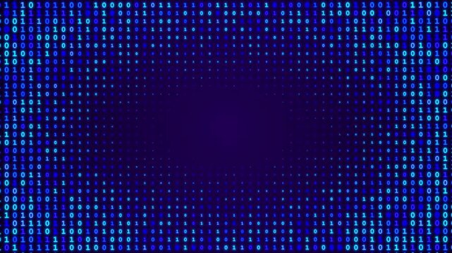 Random digital data matrix of binary code numbers text space. motion background for technology, cyberspace big data Digital world data space number. cyber security, data code, communication business