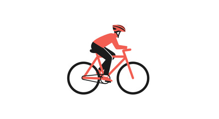 Fototapeta premium Cyclist in red jersey riding a red road bike in profile