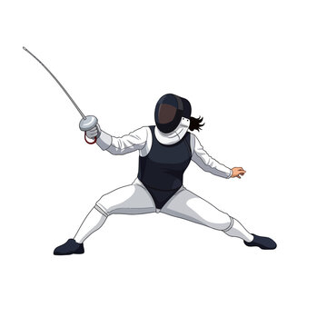 Female Epee Fencer Low Counter-Attack