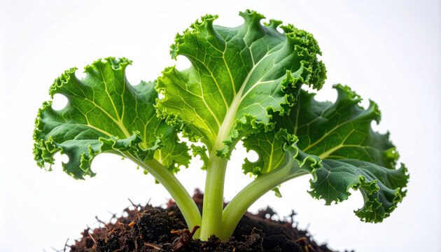 Fresh Kale Plant Growing in Soil for Healthy Eating