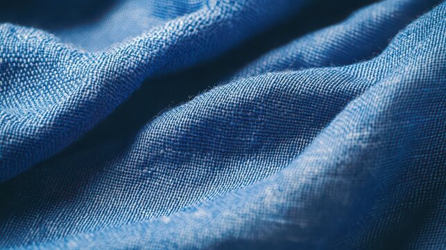 Towel material in vibrant blue displays a soft terry cloth texture with dense loops designed for high absorbency and comfort in luxury spa or bathroom environments for premium home goods marketing.