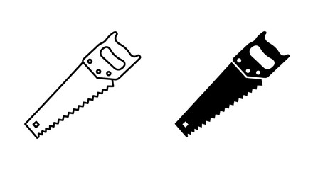 Fototapeta premium Hand saws black and white silhouettes on a white background
