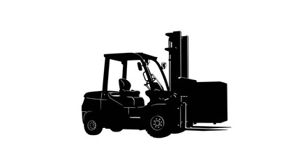 Forklift Silhouette On White Background Industrial Machinery Outline © Badal