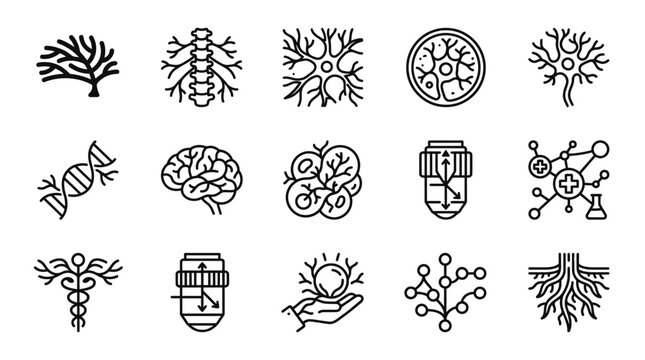 Medical Science Biology Icons.