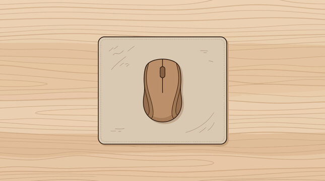 Top view vector illustration of computer mouse on mousepad