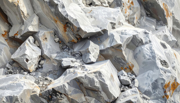 Closeup of White Rocky Stones with Natural Texture and Details