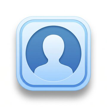Glossy Blue User Profile Icon on Round Internet Button Vector Illustration Isolated for Web Business Communication Social Network and Website Interface Design