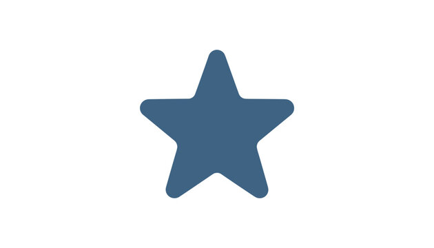 Minimalist icon of a five pointed star with rounded corners in a dark blue color, isolated on a clean white background.