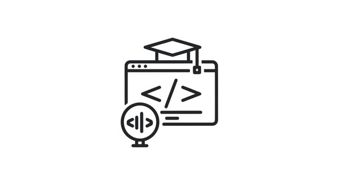 Online programming education and coding course concept