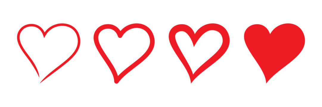 Red heart icon vector logo template. Set icon love symbol collection. Illustration Design. Vector EPS 10.