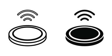 Wireless charging pad set featuring minimalist outline and solid black for modern technology charger © KadirStock
