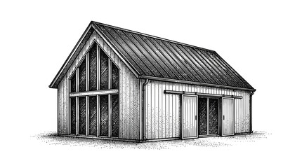 Contemporary barn style house with glass windows. © Desti