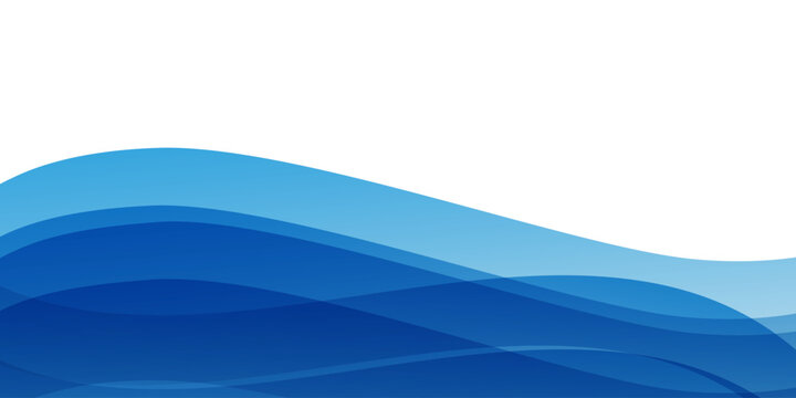 Modern abstract background with translucent blue waves flowing horizontally across the lower half of the image, leaving clean white space above for text or creative use.