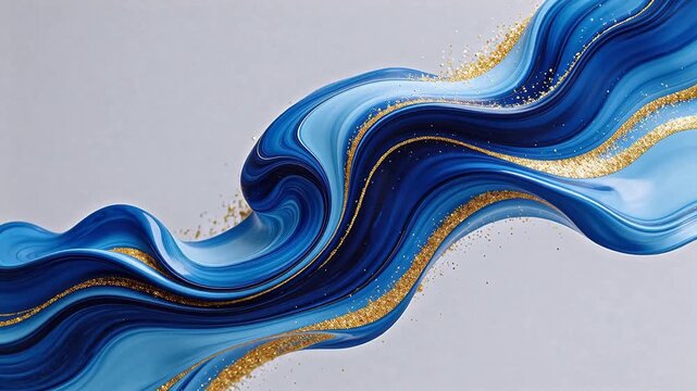 Blue and gold swirling liquid pattern