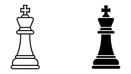 King chess piece graphic: A striking visual featuring two king chess pieces, one outlined in white and the other in solid black, representing strategy and leadership. © Ahsan