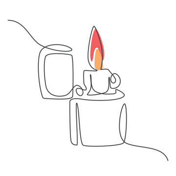 Gas Lighter One Line Art Drawing, Continuous Line Illustration, Minimalist Lighter Sketch, Vector Outline Design