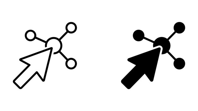 Click to Connect: A clear and concise visual representing the concept of connection and interaction, with a cursor pointing towards a central node connected to other nodes.